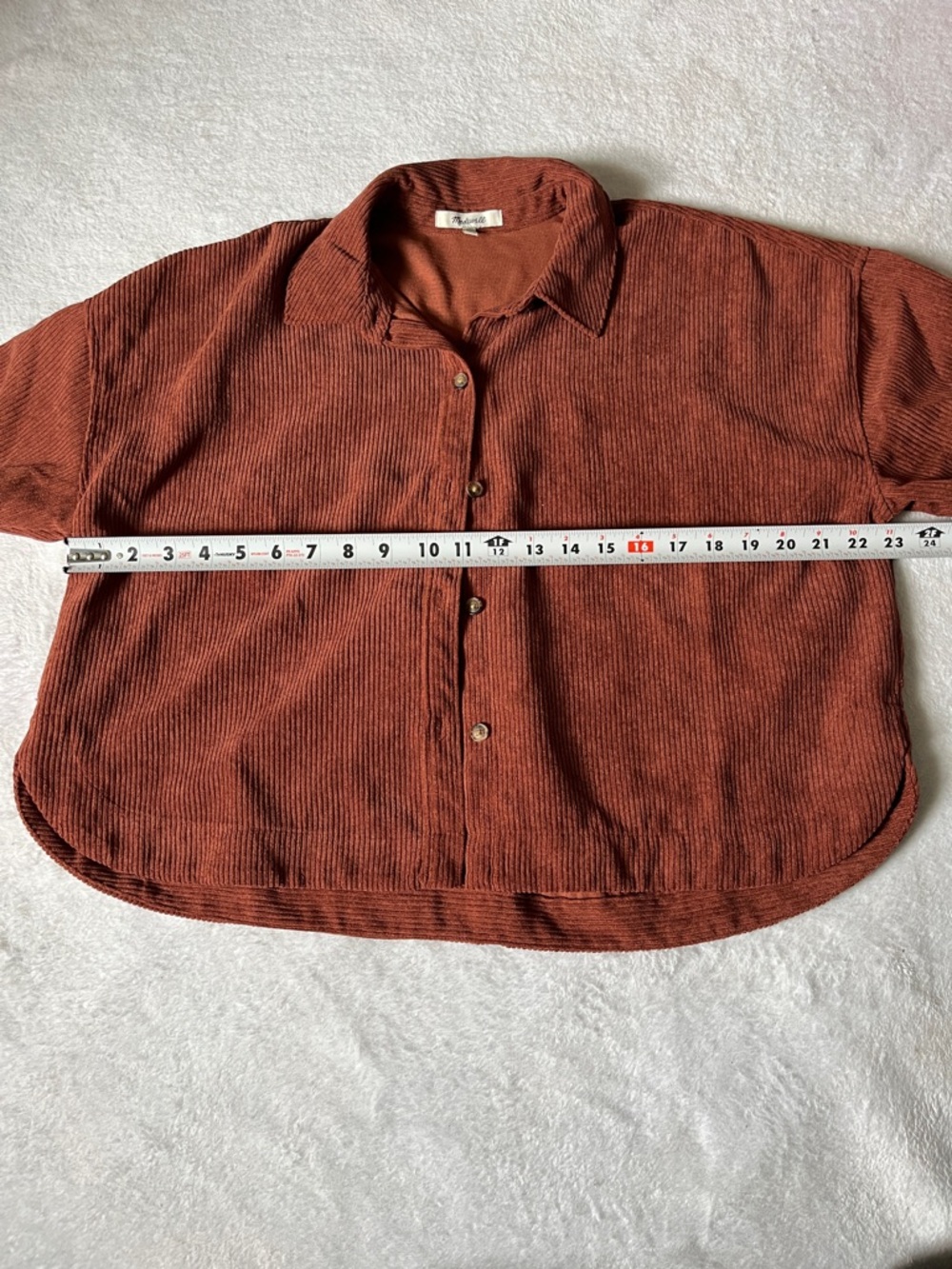 Madewell Ribbed Collar Button-Up in Burnt Orange - Picture 4 of 4